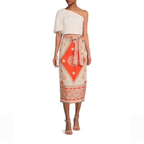 NWT Antonio Melani Printed Amara Pencil Skirt Size 0 Linen Lined - Picture 1 of 11